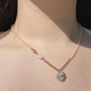 Y2K Juicy Couture Bling Heart Charm beaded necklace Y2K